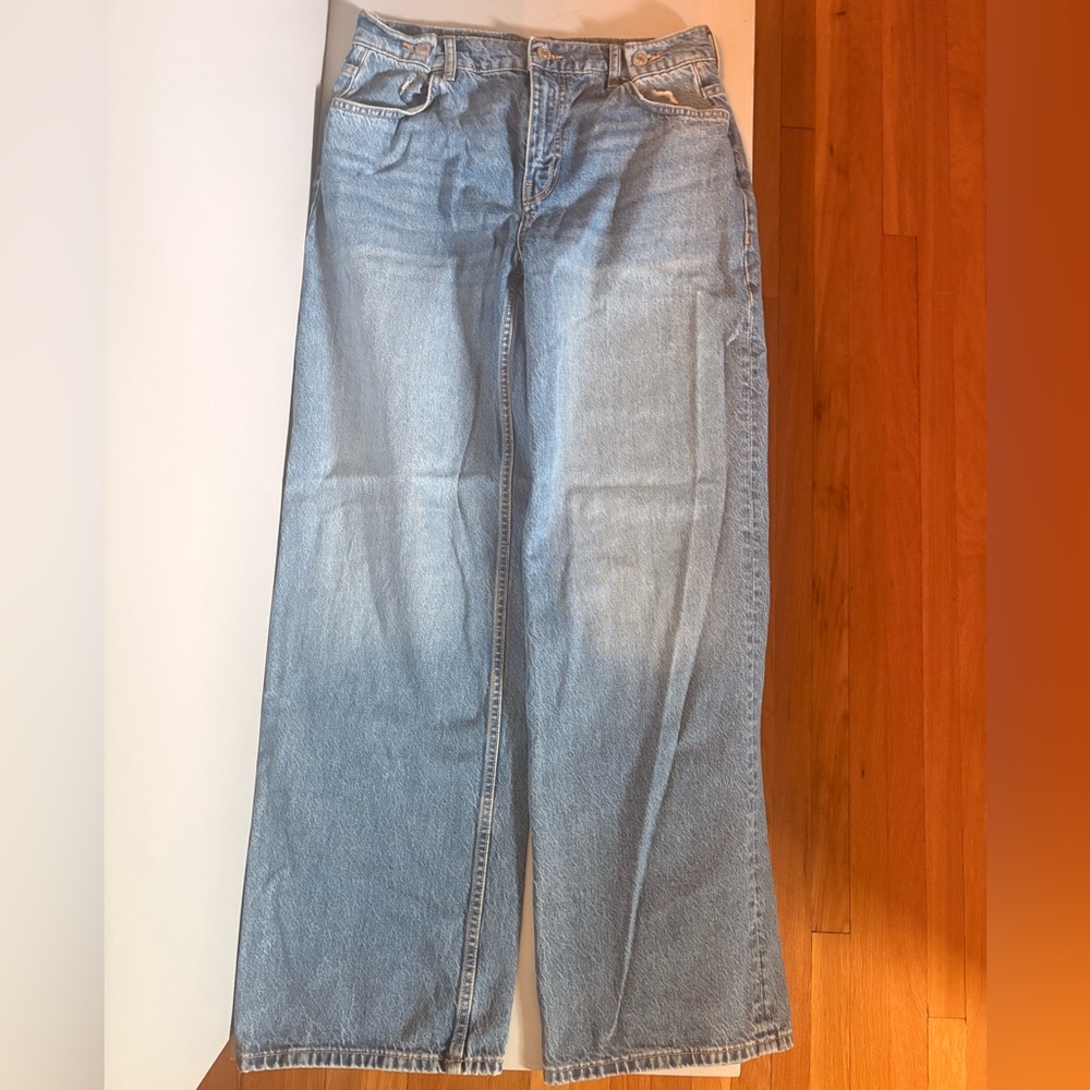 Mango Wide Baggy Jeans with button fold waist 4